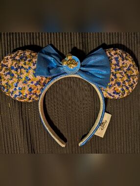 Disney Blue/Gold/Pink Sparkle Passholder Minnie Ears Headband